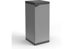 Adventa Armoire en résine de PVC et PP, 1 Porte, 1 étagère, Facile à Monter, système modulaire, Durable, adaptée à l'intérieur et à l'extérieur, 34 L x 40 x 85 H cm, Gris et Noir, Petit, 4 unités