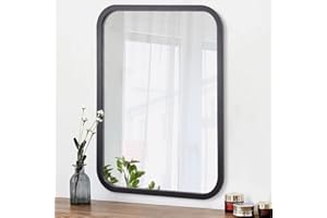 AOAOPQ Framed Rectangular Wall Mirror 40 x 50 Cm Black Bathroom Large Mirrors for Bathroom Bedroom Washroom Living Room Dinging Room Hangs Horizontal Or Vertical