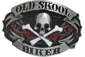 LKMY Old Skool Skull Biker Motorcycle Choppers belt buckle(Skull4), Size:Buckle:Approx 3.7"x2.6"(9.4cm x 6.5cm)