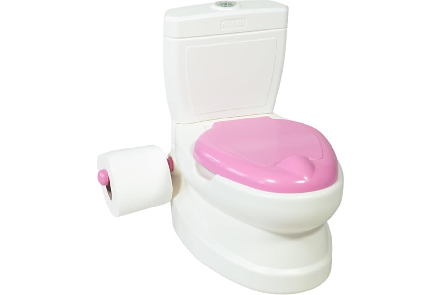 Kids Potty Training Toilet Seat with Flush Sound & Light | Toddler Potty Training Toilet with Removable Pot, Roll Holder & Lid – Educational, Hygienic & Portable Toilet Seat for Boys & Girls