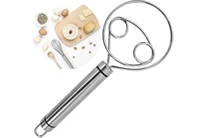 kinoco Danish Dough Whisk, Stainless Steel Kitchen Mixer Tool, 20cm Professional Baking Utensil