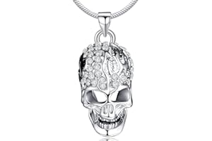 Infinite U Cráneo Calavera Cristal Austríaco Chapado en Plata Colgante/Collar para Mujer/Hombre/Adolescente/Unisex
