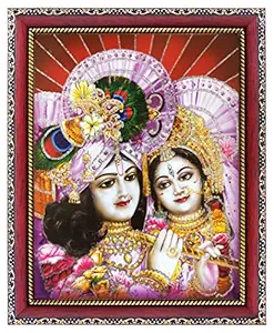 Koshtak Radha Krishna/kanha ji Photo Frames with Unbreakable Glass for Wall Hanging/Gift/Temple/puja Room/Home Decor for Worship