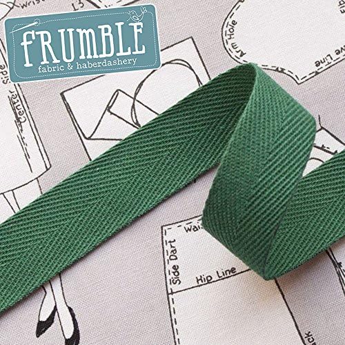 20mm Forest Green Herringbone Tape 5m Roll - Strap Bag Handle Cotton Tape Bunting Tape Sewing Trimming