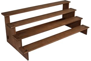 perfk Espositore da banco in Legno Alzata espositore a 4 gradini Alzata per servire a più Livelli Versatile Supporto per Cupcake Scala per Figure Bottiglie, 50x24x19 cm