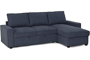 BUDWING Nina Sofá Cama 3 Plazas Chaise Longue Reversible (Lado Izquierdo o Derecho), con Almacenaje, en Tejido de Poliéster, Dimensiones Totales 239cm(Ancho) x153,5cm(Fondo) x86,5cm(Alto)