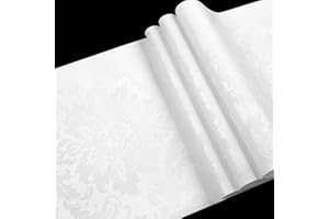 MENAYODA Papier Peint Intissé Imperméable 3D Luxe Art Design Papier Peint Européen pour Salon, Cuisine, Salle à Manger, Fond TV, 10x0.53m (Blanc)