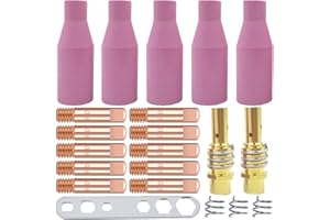 EATBALE Punte di Contatto per Saldatura, 15AK Mig Punte di Contatto per Torcia di Saldatura Kit di Accessori 0,8 mm M6 Supporto Ceramica Ugello Scudo Pistola per Torcia Mig MB15 15AK (21 Pezzi)