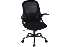 Actask Office Desk Chair,Office Chairs for Homewith Flip-up Armrest & Breathable Mesh Back Support, Height-Adjustable Ergonomic Computer Office Chair for Home Work and Students Study (Black)