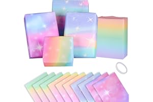 woric 10 Sheets Wrapping Paper, Pastel Wrapping Paper Rainbow Girls Birthday Gift Wrap with Tape for Women Valentine's Day Baby Shower Party (70x50cm)