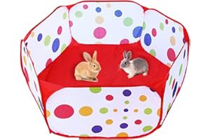 JOALPYSM Pop Up Animal Playpen, Foldable Hamster and Small Pet Exercise Fence (Red) for Guinea Pigs, Rabbits, Chinchillas