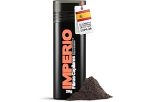IMPERIO Fibras Capilares y Densificador de Cabello Algodón natural. Llena y engrosa su Cabello - Microfibras en Polvo - Para Mujeres y Hombres - 26g (Castaño Oscuro)