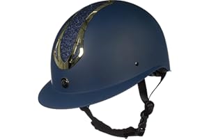HKM Unisex Illusion Casco da equitazione Blu Scuro/Oro L = 58-60 cm