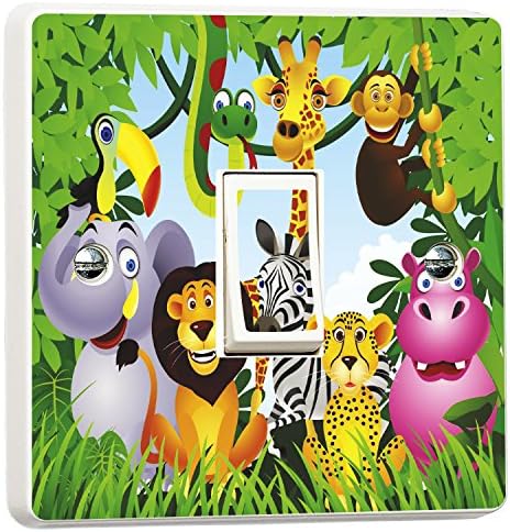 Jungle Animals Light Switch Sticker for Kids Bedrooms