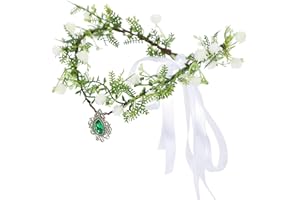 BBXWANG Coroncina Fiori Bambina, Ghirlanda Fiori Artificiali Corona Fiori Coroncina Sposa con Nastro, Elfo Corona di Fiori per Capelli Boho Coroncine Fiori per Halloween, Matrimonio, Festa (Fiore bianco)