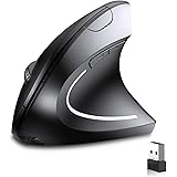 BOMENYA Mouse Verticale, Mouse Ergonomico Wireless 2.4GHz, Mouse Wireless con ricevitore USB, 3 regolabili 800/1200/1600 DPI,