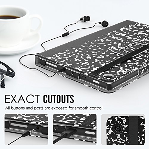 MoKo Hülle für All-New Amazon Fire HD 8 Tablet (7th Generation – 2017 Modell) – Kunstleder Ständer Schutzhülle Smart Cover mit Stift-Schleife für das neue Fire HD 8, Notizbuch Schwarz - 4