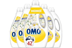 OMO - Lessive liquide Oui pour Tahiti - 210 lavages - Monoi - propreté éclatante & parfum longue durée aux essences naturelles (lot de 5x42)