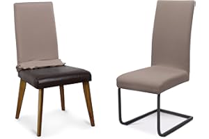 ‎BEAUTEX BEAUTEX Stuhlhussen Sets, elastische Stretch Husse Jersey Baumwolle Sitzbezug für Stuhl - 6er Set, Farbe: Taupe-Braun