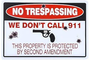 Dojune-Large Metal No Trespassing Sign, Warning We Don't Call 911 Signs House Yard Valla