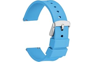 WOCCI Bracelets de Montre en Silicone, Boucle en Acier Inoxydable Argenté, Libération Rapide, Bandes de Rechange en Caoutchouc Souple 13 Couleurs, 14mm 16mm 18mm 19mm 20mm 21mm 22mm 24mm
