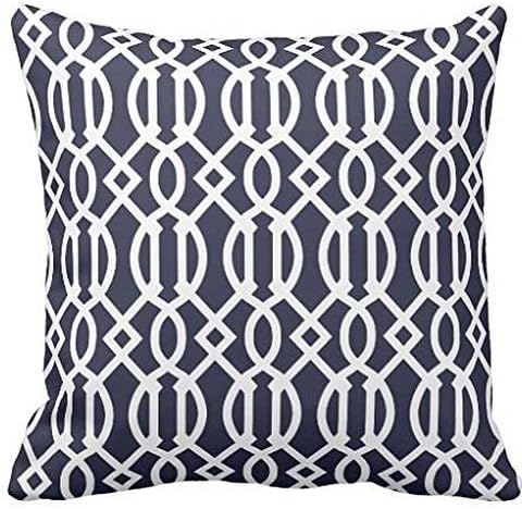 Navy Blue Modern Trellis Pattern Throw pillow case cover 20*20