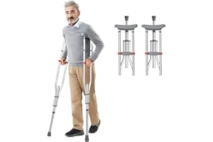 IBVIVIC Stampelle ascellari regolabili in altezza (x2 pezzi) per adulti fino a 150 kg, grigio