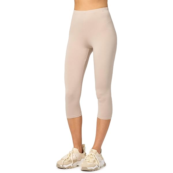 Bellivalini Leggings 3/4 Donna - Bio-Cotone Certificato GOTS, Pantaloni Capri Sportivi