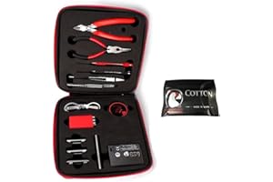 MYMM Jig coil DIY Tools Kit, kit de bobine de construction paquet complet, compteur d'Ohm, pinces en diagonale, ciseaux, tournevis, céramique, pincements de coude, fil de chauffage A1, coton gratuit