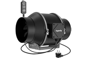 Aygrochy 150mm Extractor de Aire con regulador PWM, ventilador extractor para Baño, Sótano, Garaje, Cocina, Tente de Culture Hydroponique.