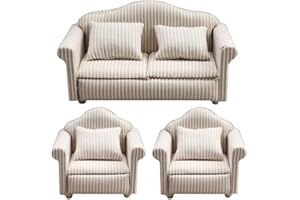 zalati Dollhouse Sofa Set 1:12 Miniature Couch Kit Model for Displaying Home Style Decoration