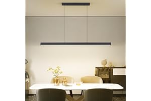 Mikeru 180cm LED Pendant Light, Kitchen Island Lighting 10% to 100% Dimmable Hanging Table Light 3000K/4500K/6000K 3 Color Change Minimalist Ceiling Lamp with Memory Function for Living Room