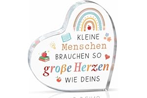 GLEEVARA Erzieherin Geschenk für Lehrertag, Danke Lehrer Geschenk, Herzförmige Acryl Dekoration, Abschiedsgeschenk Lehrerin, Kindergarten, Grundschule, Lehrerinnen Ruhestand Geschenke