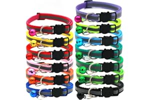 DEFGNOP Collar para gatos reflectante, 13 unidades, ajustable, con campana y cierre de seguridad, 19-32 cm, para todos los gatos domésticos, accesorios para mascotas personalizados