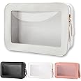 Clear Travel Toiletries Bag, Toiletry Bags for Women, Clear Makeup Bags Cosmetic Bags with Zipper, Waterproof Wash Bag Small Makeup Bag for Women Men Girl (White)