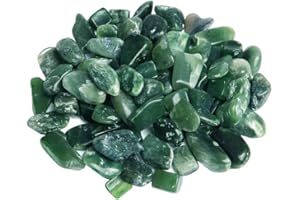 Acxico 200g Natural Green Jade Loose Stone Freefrom Beads Tumbled Gemstone Chip