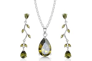 Crystalline Azuria Juegos de Joyas Lágrima para Mujeres y Niñas Joyería Boda Juegos de Joyas con Collar y Pendientes para Esposa Novia
