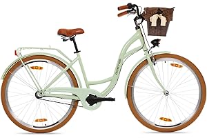 ‎GOETZE Goetze Style 28 Zoll Damen Citybike, 18 Zoll Tiefeinsteiger, 3-Gang Nabenschaltung, Rücktrittbremse und V-Bremse, LED-Beleuchtung, Rattankorb, Komfortsattel, mit Seitenständer & Klingel