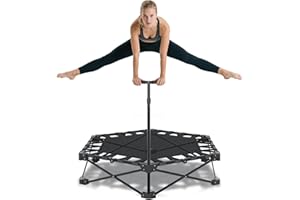 IERAKOR Trampoline Fitness, 106 cm Mini Trampoline Pliable, Capacité Max 150kg, 3 Niveaux de Poignée Réglables, Stable et Antidérapant, pour Enfants et Adultes