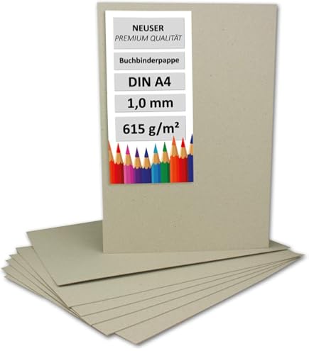 Lot De 10 Cartons De Reliure A4 3 Mm – 1800 G/m² Gris Recyclé – Idéal Bricolage, Modélisme, Reliure Livres