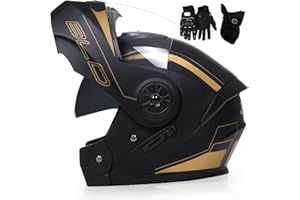 BGGNG Modular Motorbike Flip Up Front Helmet,Motorcycle Scooter Helmet Moped Helmet Double Visor Anti-fog Anti-UV,ECE Approved for Adults Men Women