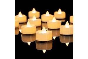 AMAGIC 24 Pack LED Tea Lights Flameless Candles Battery Operated, Last 150+ Hrs Flickering Tea Lights, Warm White Tealight Candles for Christmas Weddings, Dia 3.8CM x H 3CM