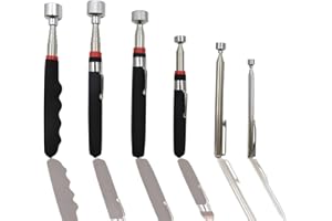 Ulife Mall 6PCS Magnetic Pickup Tool, Non-Slip Extendable Telescopic Magnet Stick with Pocket Clip Retriever Stick Extendable to 77cm Strong Magnet, DIY/Present for Men