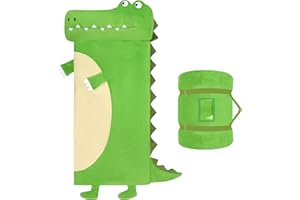 ALLDOMESS Kids Sleeping Bag with Pillow,Nap Mat for Toddler Boys Girls,Warm Plush Elephant Toddler Slumber Bag 170x70cm,Roll Up Large Kids Sleeping Mat with Double Zip for Bedroom Daycare Kindergarten