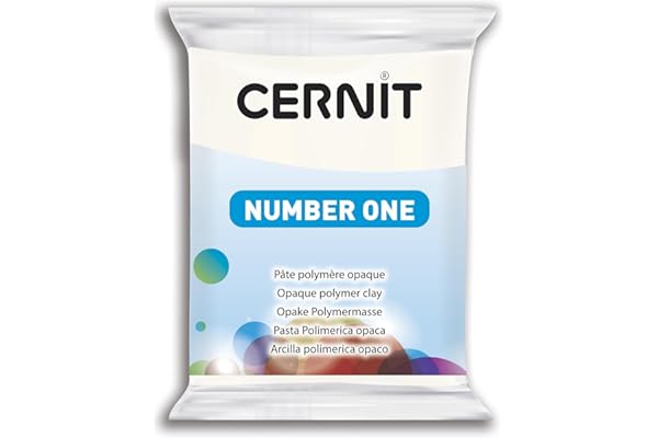 CERNIT CE0900056027C - Un Pain de Pâte Polymère Number one - Pâte à Modeler à Cuire - Couleur blanc opaque - Bloc de 56 g