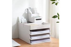 PILIPANE Organiseur d'étagère de bureau de grande capacité, en résine ABS durable pour ranger le papier, les classeurs, les stationnaires (A4), les étagères de bureau