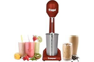 Beper - Elektryczny mikser stojący do koktajli mlecznych, frappé, smoothie i koktajli, 2 tryby, aluminiowy pojemnik 0,5 l, 100 W, srebrny