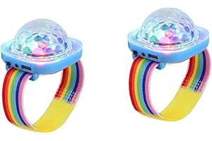 ‎LANCOON Lancoon Disco Ball Light, Pack of 2 Portable Mini Portable LED Lamp Night Strobe Watch Bracelet USB Charging Voice Controlled with Suction Cup for Child Party Car Dancing DJ Club (Blue)