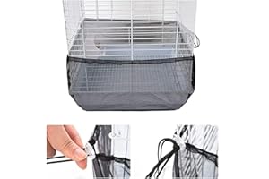Furpaw Bird Cage Net Cover, Stretchy Bird Seed Catcher Birdcage Skirt Nylon Mesh Guard, Ventilate Dustproof (Black)