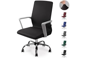 EOZAKAVOD Pokrowiec na krzesło biurowe Obrotowy pokrowiec na fotel Pokrowiec na fotel Zdejmowany elastyczny pokrowiec na krzesło Pokrowiec na krzesło biurowe (bez krzesła) (czarny, S) -N